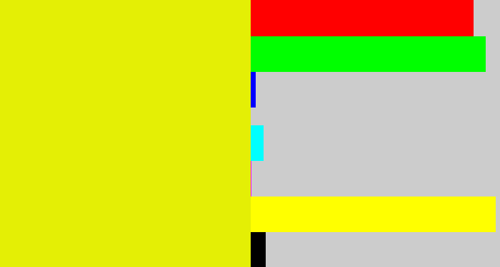 Hex color #e4ef05 - neon yellow