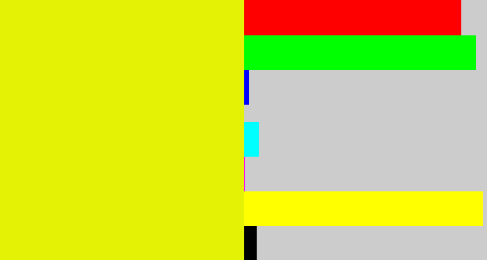 Hex color #e4f305 - neon yellow