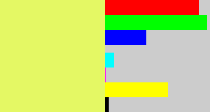 Hex color #e4f864 - yellowish
