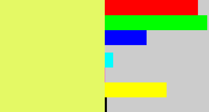 Hex color #e4f965 - yellowish