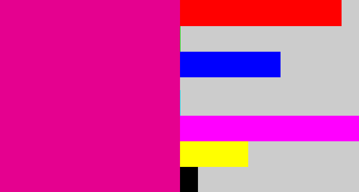 Hex color #e5018f - hot pink
