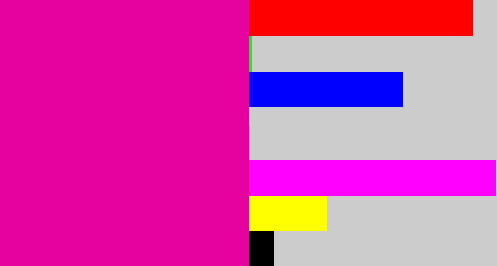 Hex color #e5029e - shocking pink