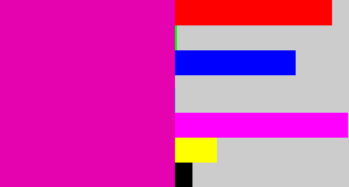 Hex color #e502af - bright pink