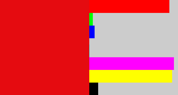 Hex color #e50b10 - red