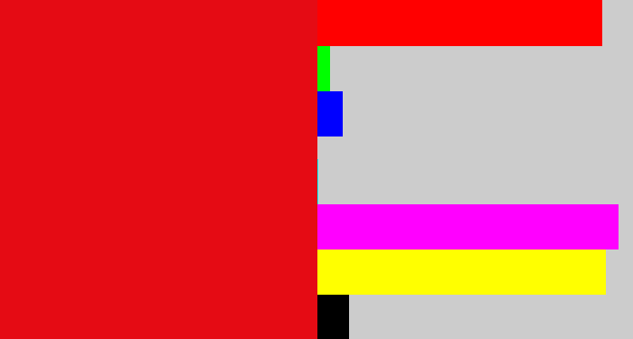 Hex color #e50b14 - red