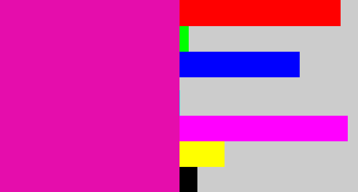 Hex color #e50dac - bright pink