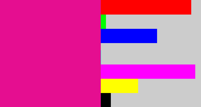 Hex color #e50e90 - strong pink