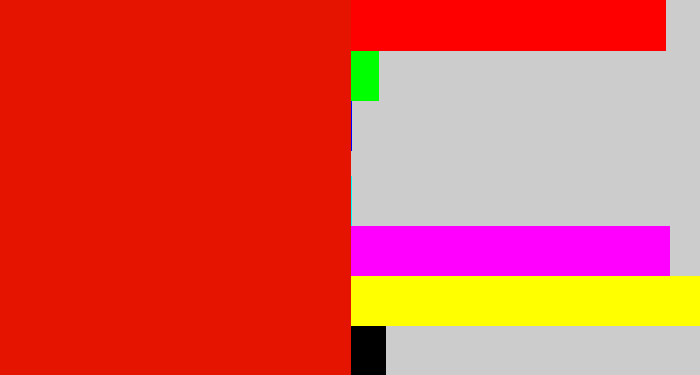 Hex color #e51401 - red