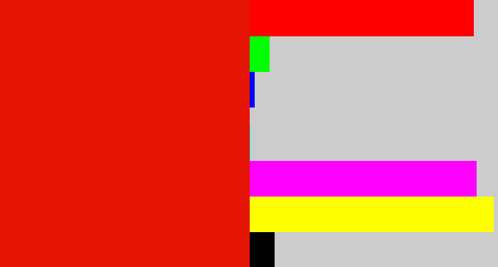 Hex color #e51404 - red