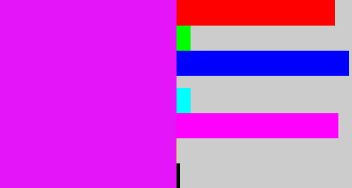 Hex color #e515fa - pink/purple