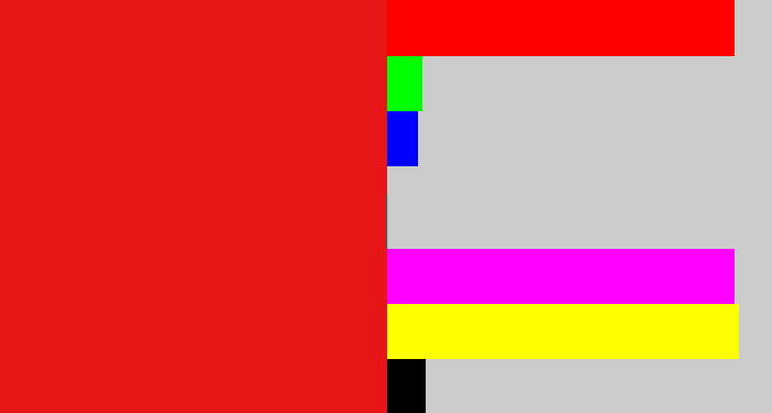 Hex color #e51615 - red
