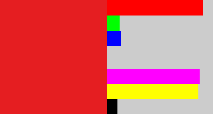 Hex color #e51e21 - vermillion