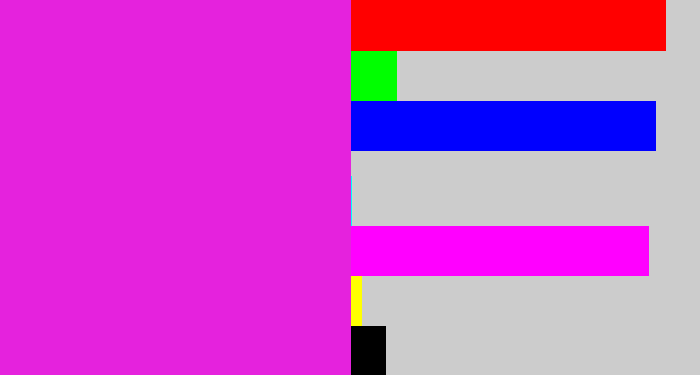 Hex color #e522dd - purple/pink