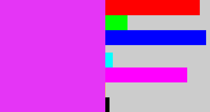 Hex color #e535f6 - heliotrope