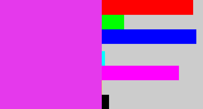 Hex color #e539ec - purple pink