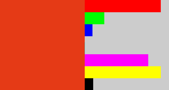 Hex color #e53a16 - vermillion