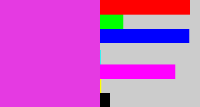 Hex color #e53ae2 - purple pink