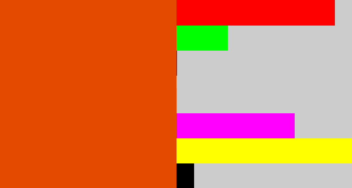 Hex color #e54b00 - deep orange