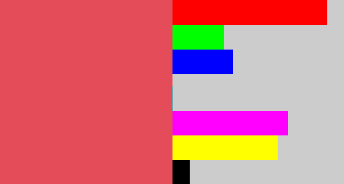 Hex color #e54c5a - pastel red