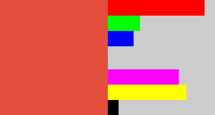 Hex color #e54d3d - pale red