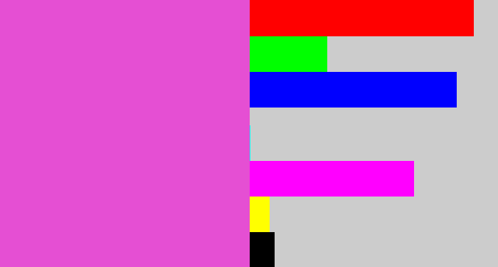 Hex color #e54fd3 - purpleish pink