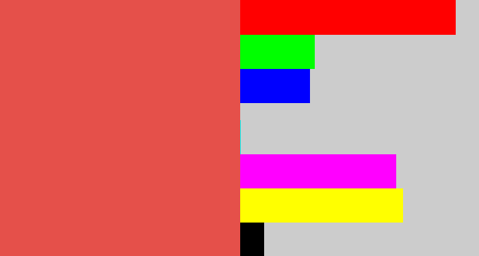 Hex color #e5504a - pale red
