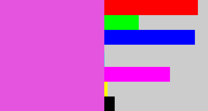 Hex color #e554df - pink purple