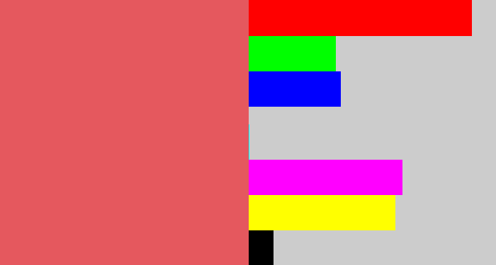 Hex color #e5585e - pastel red