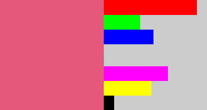 Hex color #e5587b - darkish pink