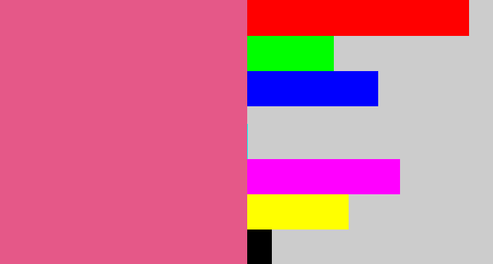 Hex color #e55888 - medium pink