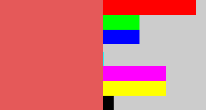 Hex color #e55959 - pastel red
