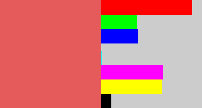 Hex color #e55a5b - pastel red