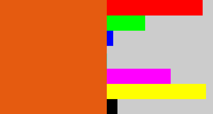 Hex color #e55b10 - deep orange
