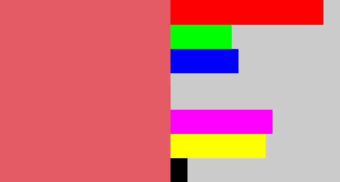 Hex color #e55b65 - pastel red