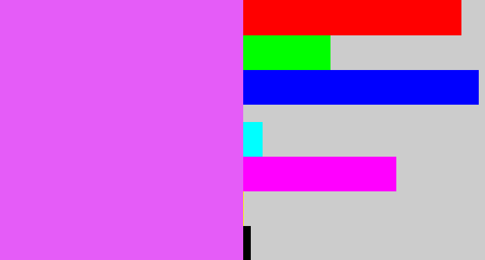 Hex color #e55cf8 - heliotrope