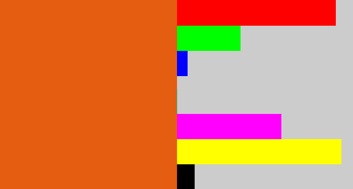 Hex color #e55d10 - deep orange