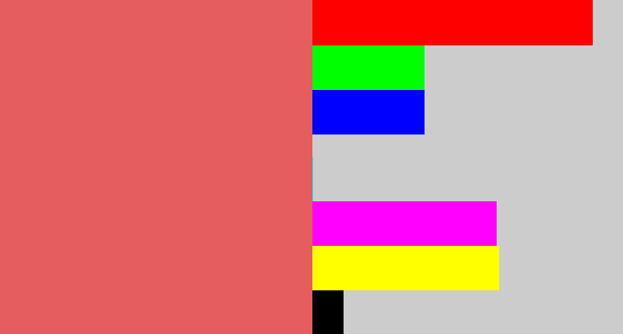 Hex color #e55d5c - pastel red
