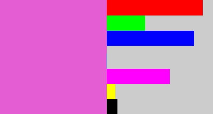 Hex color #e55dd2 - purpleish pink