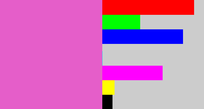 Hex color #e55ec9 - purpleish pink