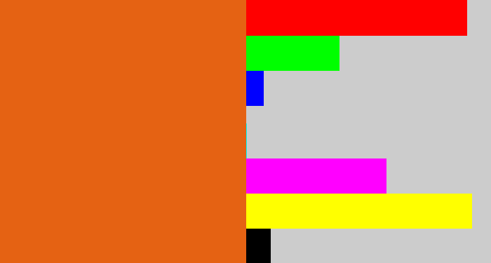 Hex color #e56213 - rusty orange