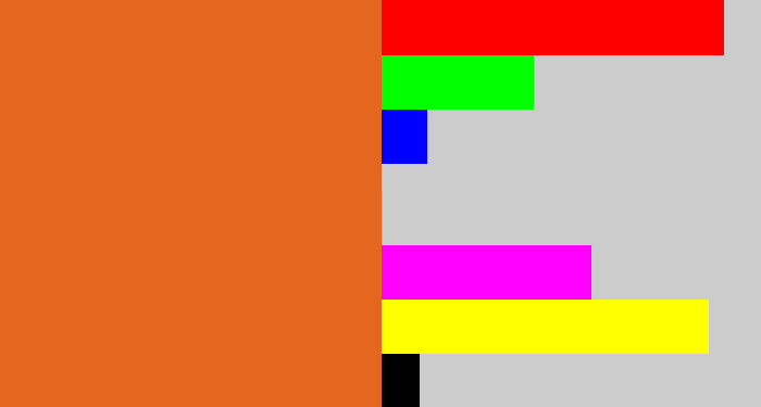 Hex color #e5671f - brownish orange