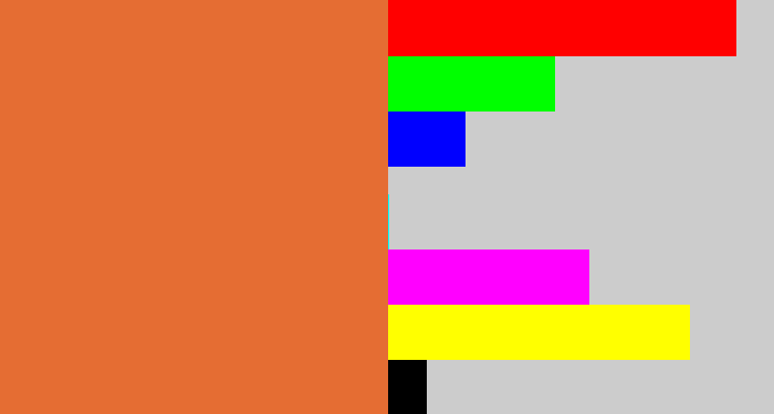 Hex color #e56d33 - dusty orange
