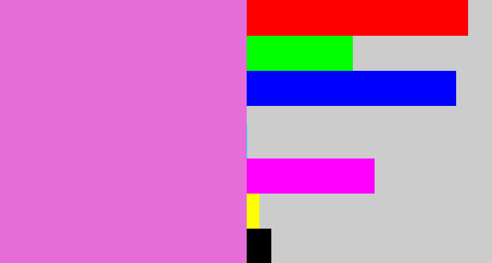 Hex color #e56dda - purply pink
