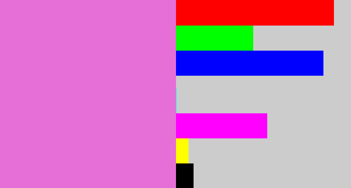 Hex color #e56fd6 - purply pink