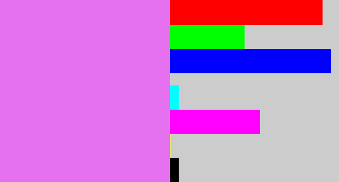 Hex color #e571f1 - purply pink
