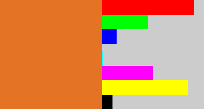 Hex color #e57324 - brownish orange