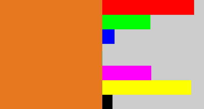 Hex color #e5771e - brownish orange