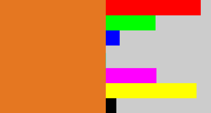 Hex color #e57721 - brownish orange