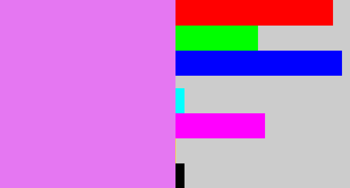 Hex color #e577f2 - purply pink
