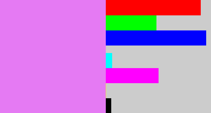 Hex color #e57af3 - purply pink